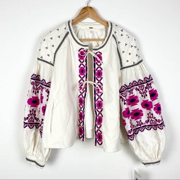Free People Embroidered Swing Jacket - Picture 2 of 7